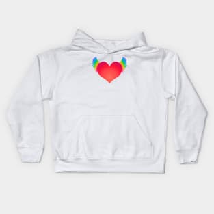 Red Heart & Rainbow Wings Kids Hoodie